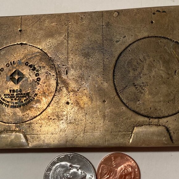 Vintage 1984 Brass 1 Pound Bar, Arco Oil Company, Anacortes, Kuparuk, Module Fab - Picture 4 of 5
